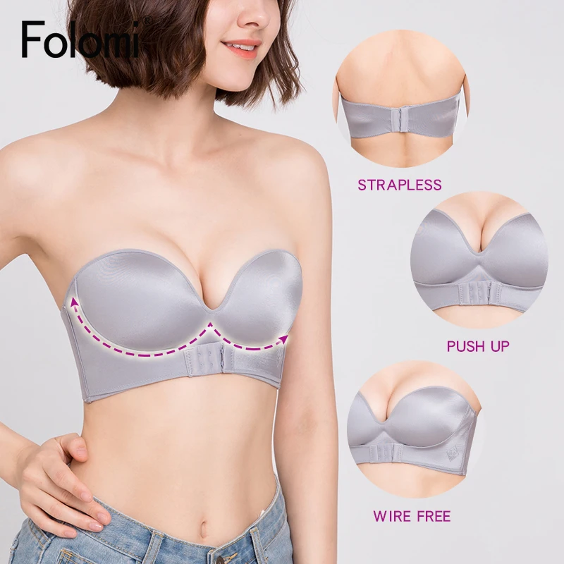 Folomi Sexy Strapless Bra Push Up Lingerie Seamless Wireless Invisible Bras  Half Cup Brassiere Women Dress Wedding Lingerie - AliExpress