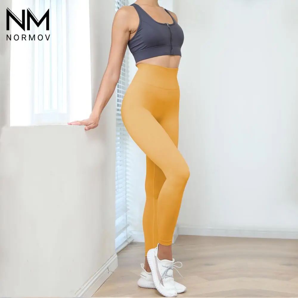 NORMOV Women Fashion Leggings High Waist Gym Clothing Elasticity Pants Workout Push Up Sexy Sports Fitness Leggings Women black leggings