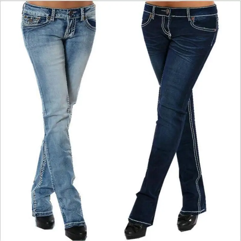Women Jeans Pants Casual Skinny Elastic Stretch Embroidery Pencil Denim Pants Fashion Mid Waist Button Female Trousers