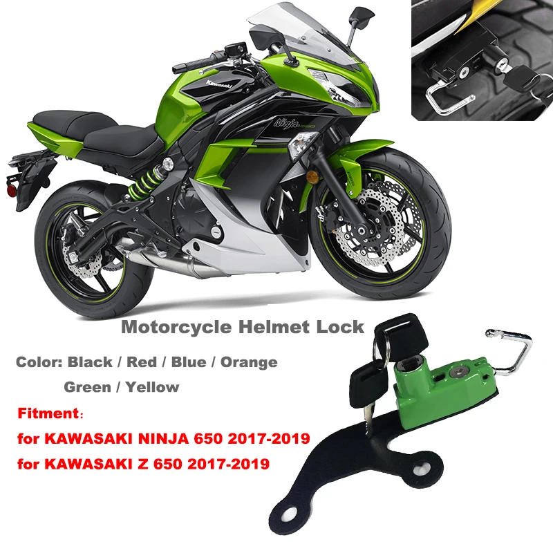 

NINJA 650 Left & Right Helmet Lock wits KeyFor KAWASAKI NINJA 650 Z650 2017 2018 2019 Anti-thief Security Padlock Motorcycle