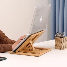 Soporte ajustable para ordenador portátil, soporte de bambú respetuoso con el medio ambiente para Notebook, tableta, adecuado para MacBook Air Pro ipad