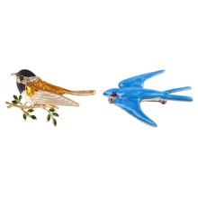 Красивые эмалированные Милые Броши с ласточкой, булавка для воротника, декоративные и стразы, эмалированные ориоловые Броши с птицами для мужчин и женщин, сплав, птичья ветка B