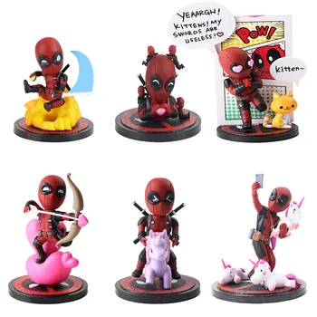 

Deadpool Mini Egg Attack Series Unicorn Slfie Riding Horse Q Version Dead Pool Action Figure PVC Collectible Model Toys
