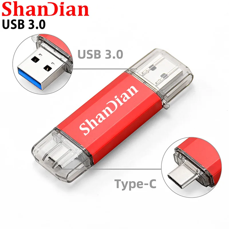 Флеш накопитель SHANDIAN OTG USB Type C 512 ГБ 256 128 Гб 64 32 16 флешка 3 0 Флешка для устройства C|USB