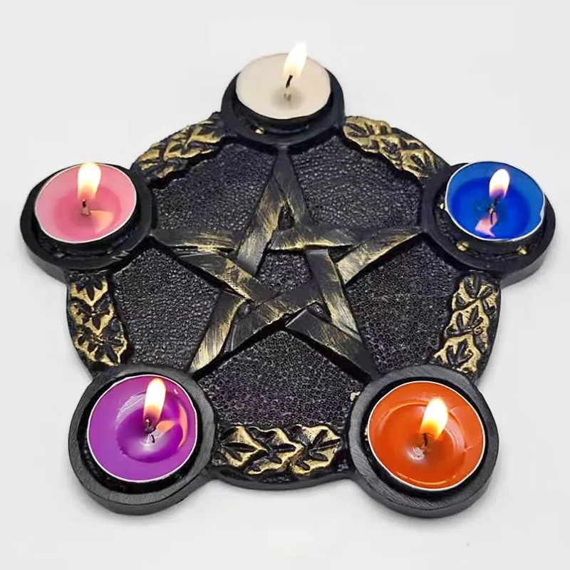 

Silicone mold pentagram candle holder DIY production plaster resin model altar etiquette decoration tool