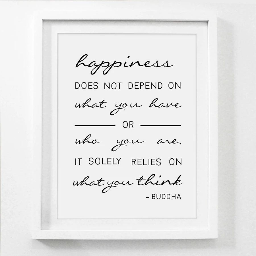 

Happiness Relies on What You Think Buddha Quote Canvas Art Poster , Buddha Quote Art Canvas Print Home Wall Decor