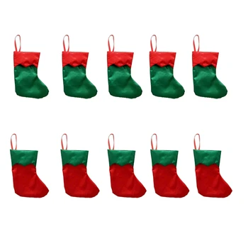 

10Pcs Christmas Stockings Gifts Candy Bag Kids Candy Socks Christmas Tree Home Decoration Christmas Tree Hang Pendant DIY Xmas S
