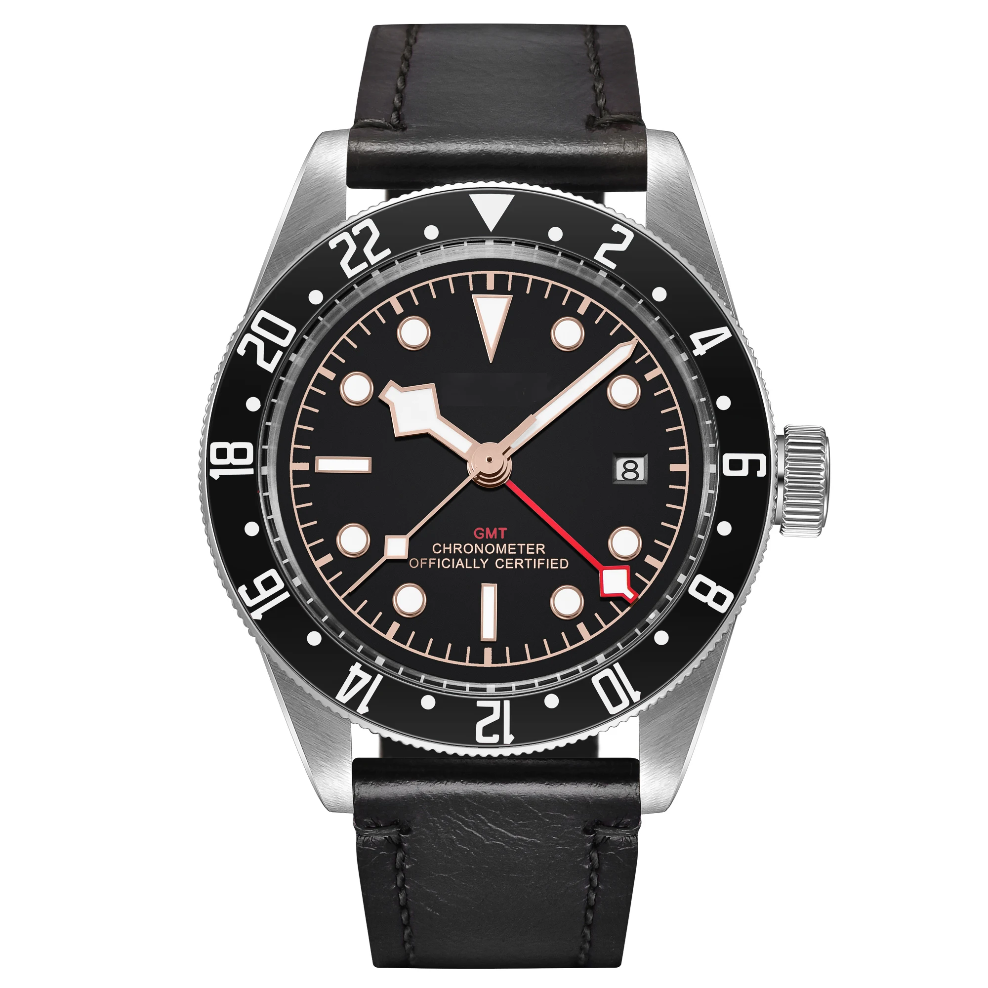 

mechanical wristwatches 41MM Sterile dial men Watch sapphire GMT Men Automatic self-wind Military Sport calendar Clock Leather