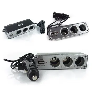 

Auto Car Styling 3 Socket Way Cigarette Lighter Power Adapter Splitter 2 Dual USB Ports Car Charger Universal Charging