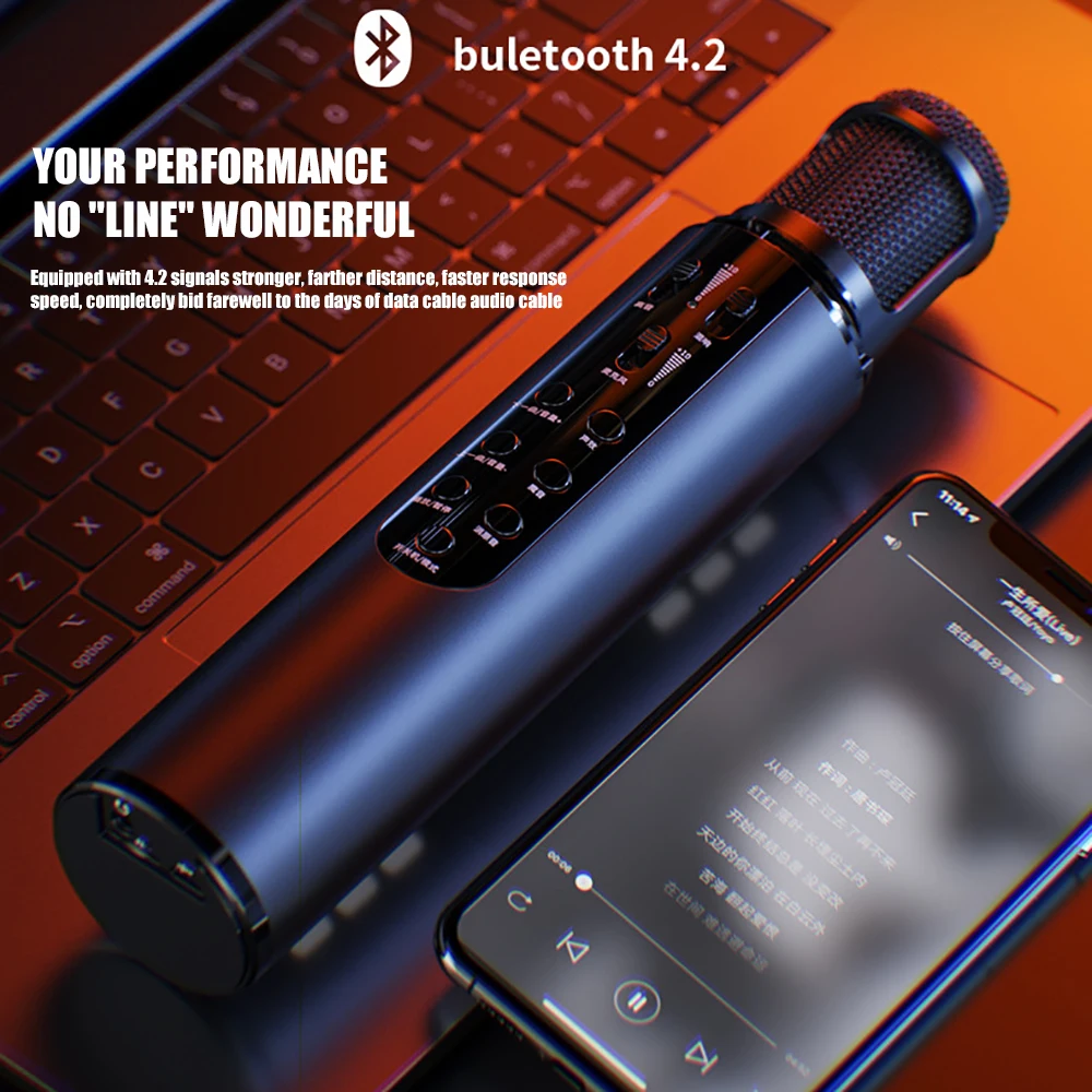 Беспроводной Bluetooth микрофон Портативный караоке микрофон динамик для прямой трансляции Vlog ручной динамический микрофон двойной динамик