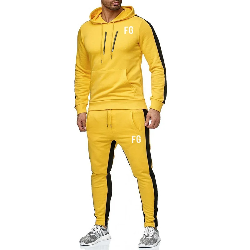 Новинка, мужской спортивный костюм, модная спортивная одежда для бега, chandal hombre, комплект из двух предметов, хлопковая флисовая плотная толстовка с капюшоном+ спортивные штаны