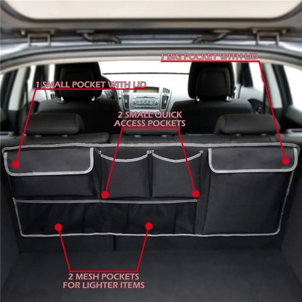

1pc Car Auto Black Multi-function Large Capacity Storage Bag Interior Organizer