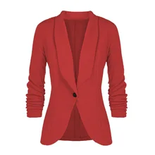 

Simple Folds Sleeve Casual Office Blazer Women Solid Color Single Button Commute Blazer 2021 Oversized Work Wear Formal Clothing