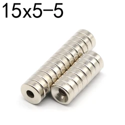 10/20/50 Pcs 15x5-5 Round NdFeB Neodymium Magnet N35 Super Powerful Small imanes Permanent Magnetic Disc 15x5 Hole 5