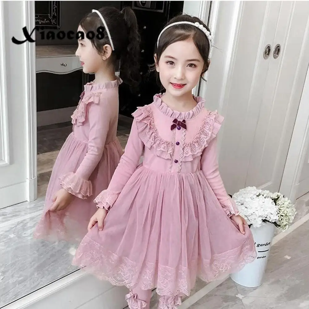Winter Autumn Girls Dress Baby Toddler Long Sleeve Princess for Mesh Ruffle Party Dresses Kids Children Fall Clothes | Детская одежда и