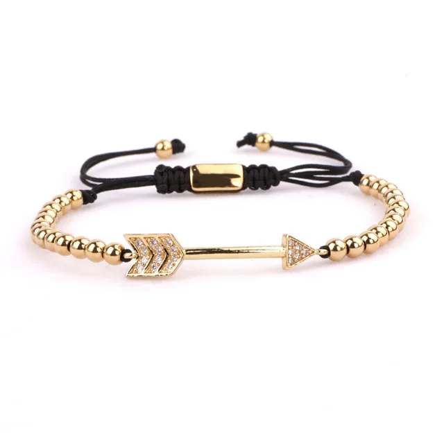 Fashion Beads Women Men Jewelry New Design Small 4mm Gold Stainless Steel Beads DIY Letters Inspired Bracelet Women Men Arrow