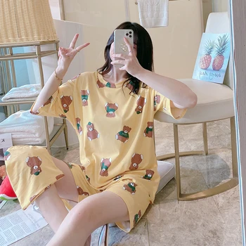 

2020 Summer Pajamas Ms. Short-Sleeved Kit round Neck Tracksuit womens Pajamas Woman Clothes Shorts