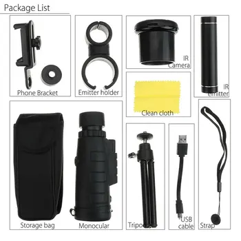 

Wifi 40X60 Infrared IR HD Monocular Night Vision Telescope Hunting Phone Lens + Tripod HD high power outdoor hunting Black