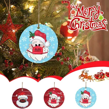 

15PC 2020 Christmas Ornament Santa Wearing A Face Mask Decorate Christmas tree Hanging Home Xmas navidad Decorations Gifts
