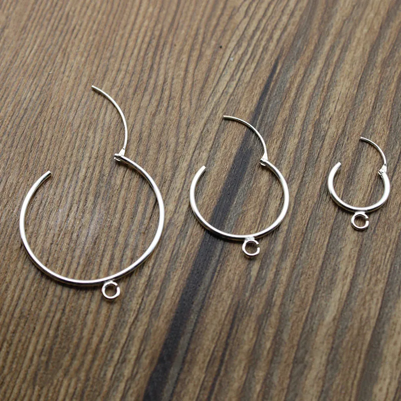 925 Sterling Silver Round Circle Earrings Stud Hook Jewelry Findings Accessories Ear Wires with Loop Hanger DIY Making Craft