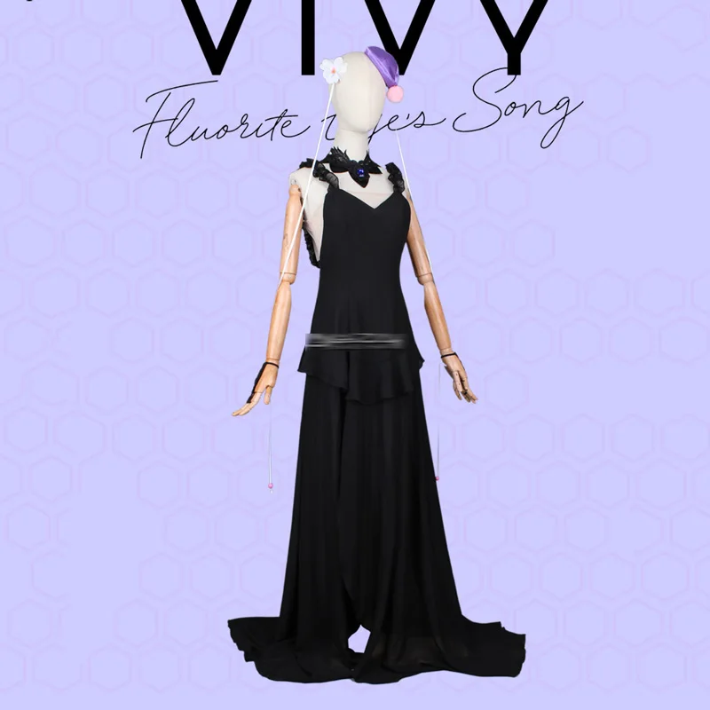 New Anime Vivy Fluorite Eye S Song Cos Ophelia Singer Black Sexy Sling Backless Dress Costume Customize Aliexpress