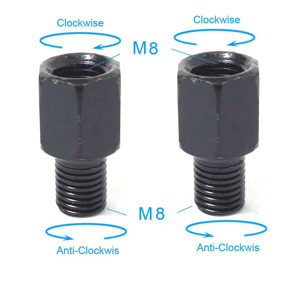 Черные мотоциклетные зеркальные адаптеры M10 10 мм M8 8 мм зеркала заднего вида конверсионные Болты по часовой стрелке против часов правая левая резьба - Цвет: 2x M8M8 (RL)