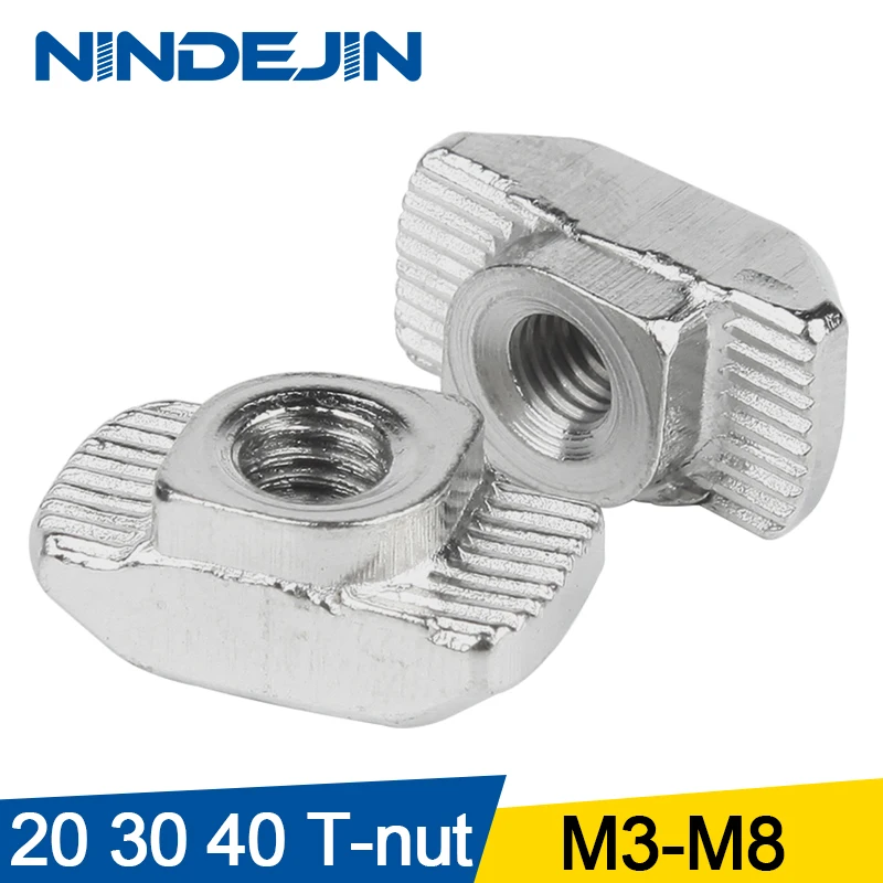 NINDEJIN-cabeza de martillo de tuerca de acero al carbono, tornillos de ranura en T deslizantes, M3, M4, M5, M6, M8, 2020, 3030, perfil de aluminio, serie 4040, 30 Uds.