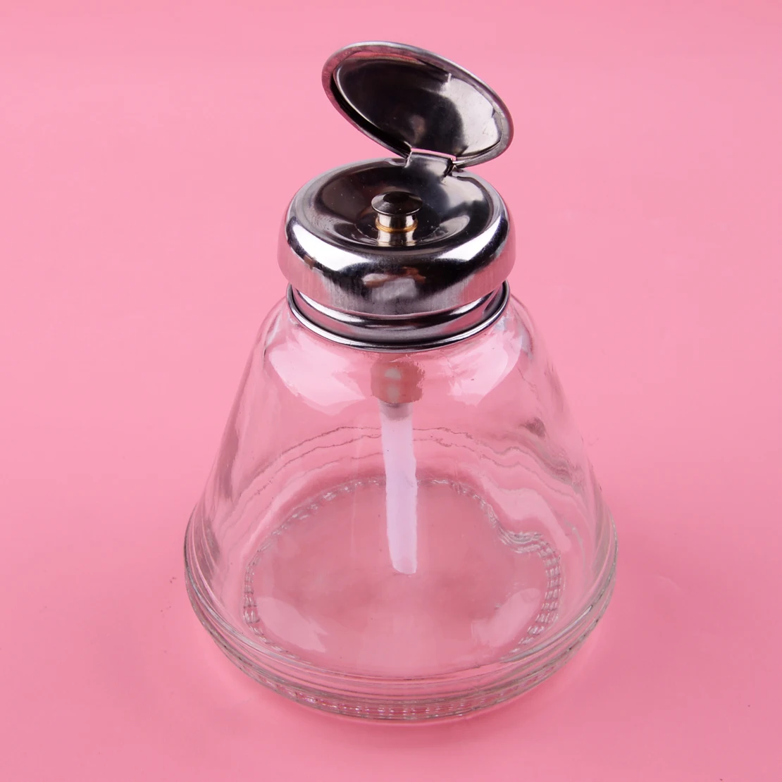 

LETAOSK 150ml Glass Container Press Type One-Touch Liquid Pump Dispenser For Nail Polish Remover Makeup Alcohol