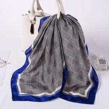 

Plaid Silk Scarf Women Luxury Brand Square Head Scarfs Neck Scarves Kerchief Satin Handkerchief Hair Tie Band Wrap Bandana Sjaal