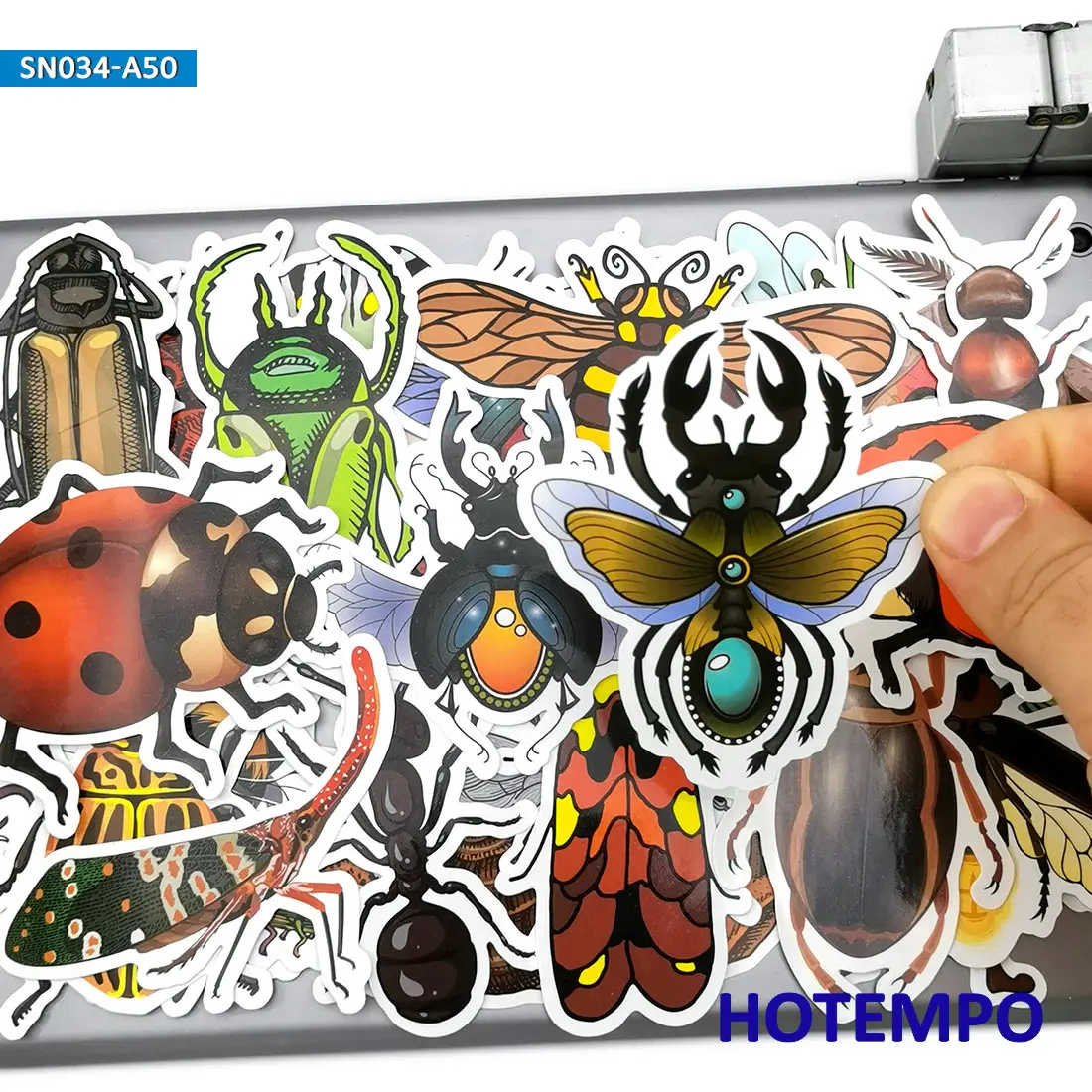50pcs Funny Insect Butterfly Dragonfly Stickers Toys for Children Kids Gift Scrapbook Stationery Mobile Phone Laptop Art Sticker