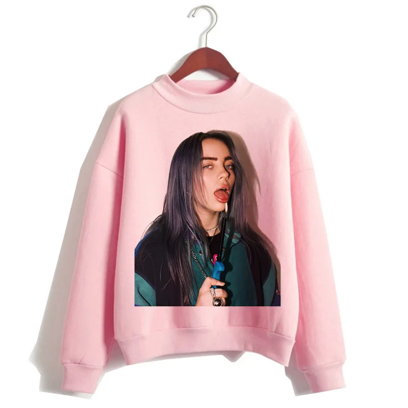 Billie eilish Толстовка для женщин harajuku мода billie eilish ulzzang розовый принт Женская одежда Графический мультфильм кавайный капюшон