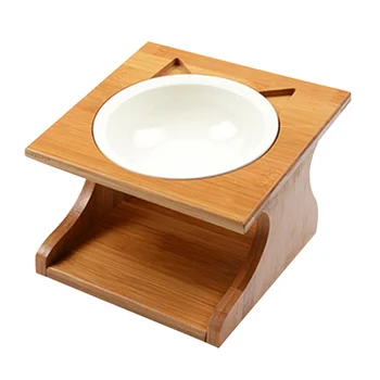 

Elevated Tilted Pets Bowls with Wooden Stand Pet Feeder for Pet Cats Dogs JS23