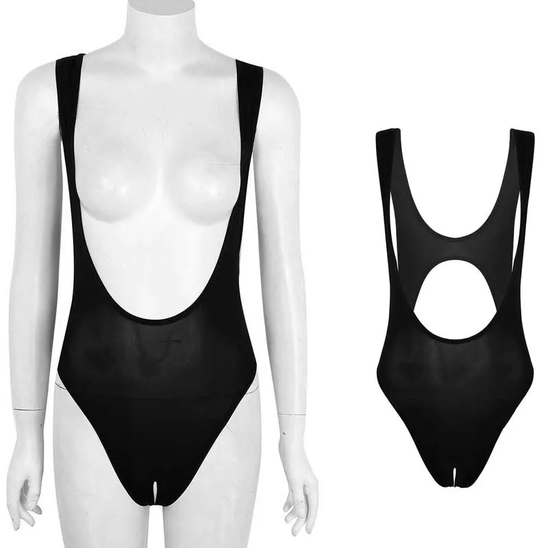 Erotic Women Open Breast Crotchless Teddy High Cut Bikini Thong One 
