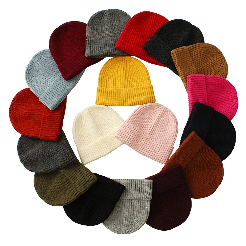 

Unisex Winter Knitted Hats For Women Skullies Cap Men Beanie Hat Solid Color Caps Casual Beanies For Women Warmer Bonnet Red Hat
