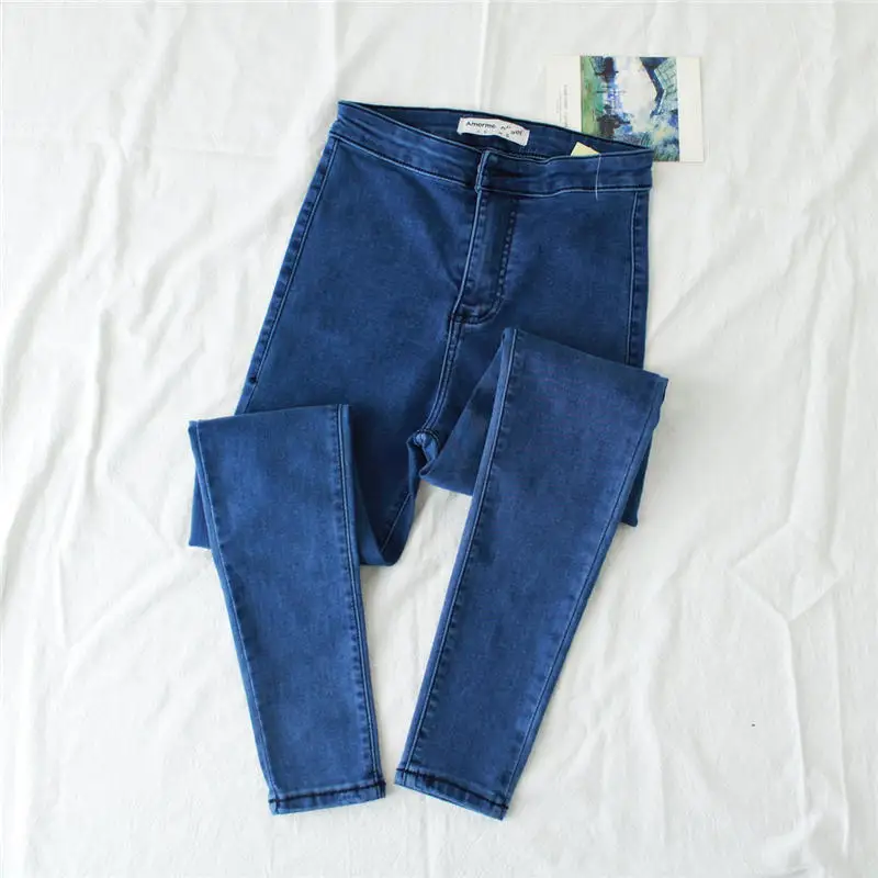Royal blue jeans Винтажные джинсовые джинсы женские плюс бархатные повседневные Eleastic Джинсы бойфренда с высокой талией женские узкие брюки уличная джинсы для мамы Q1858 - Цвет: Royal blue jeans
