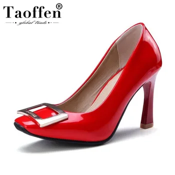 

Taoffen 2020 Office Ladies Spring Pumps Sexy Party Thin High Heels Shoes Woman Metal Buckle Retro Wedding Pumps Size 34-43