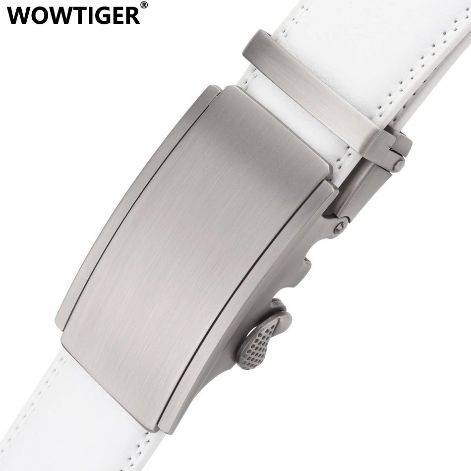 WOWTIGER белый 3 5 см мужской ремень из натуральной коровьей кожи с трещоткой