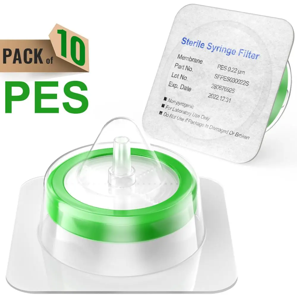 Sterile Syringe Filters,PES Membrane 0.22μm Pore Size,33mm Diameter,10 Pcs Individually Packed by Ks-Tek
