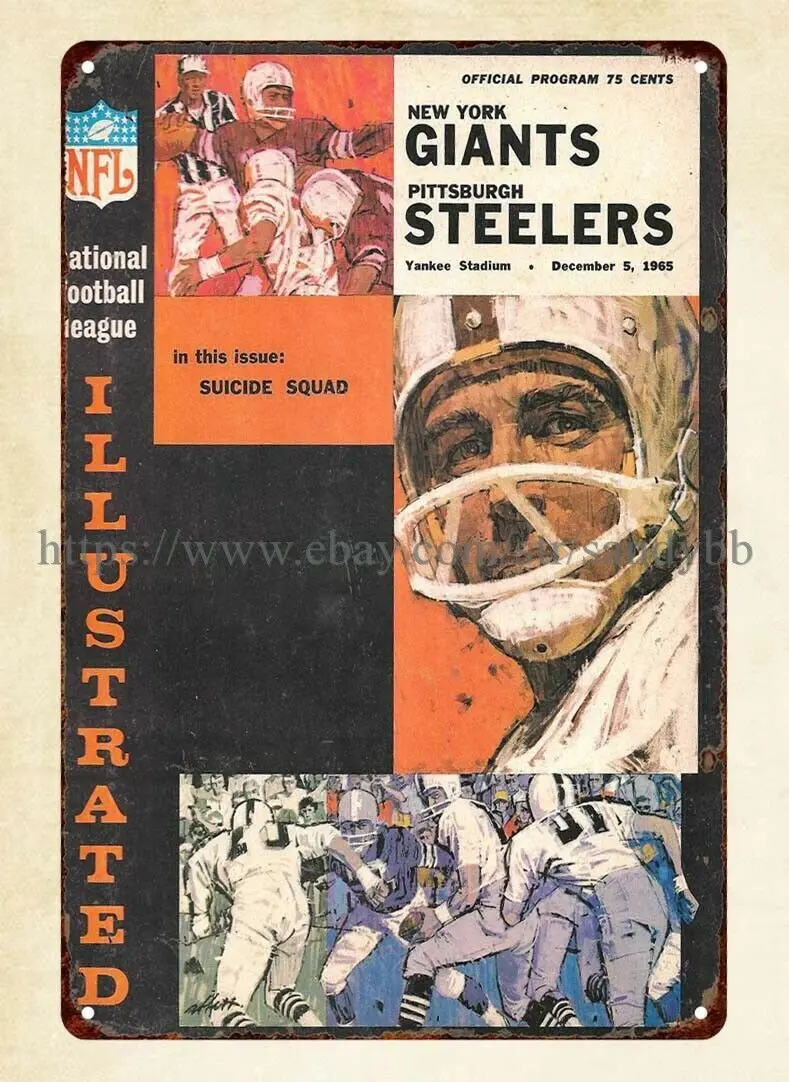 1965 NY Giants против Pro металлический жестяной знак Репродукция | Дом и сад