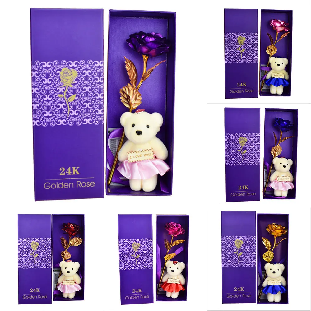 Золотая фольга эмультационный цветок медведь реквизит подарок фестиваль для дома и сада искусственные розы моделирование 6 цветов Ресторан