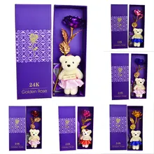 Золотая фольга эмультационный цветок медведь реквизит подарок фестиваль для дома и сада искусственные розы моделирование 6 цветов Ресторан