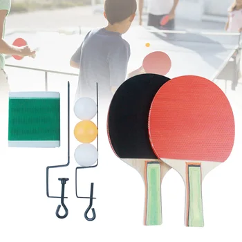 

Beginner Kids Gift Indoor Outdoor Fitness Entertainment 3 Balls Family Activity Net Home School Table Tennis Set 2 Paddles