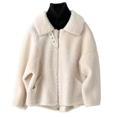 Осенне-зимнее пальто женская одежда корейская винтажная короткая верхняя одежда из овечьей овчины пальто из натурального меха женская шерстяная куртка - Цвет: 1