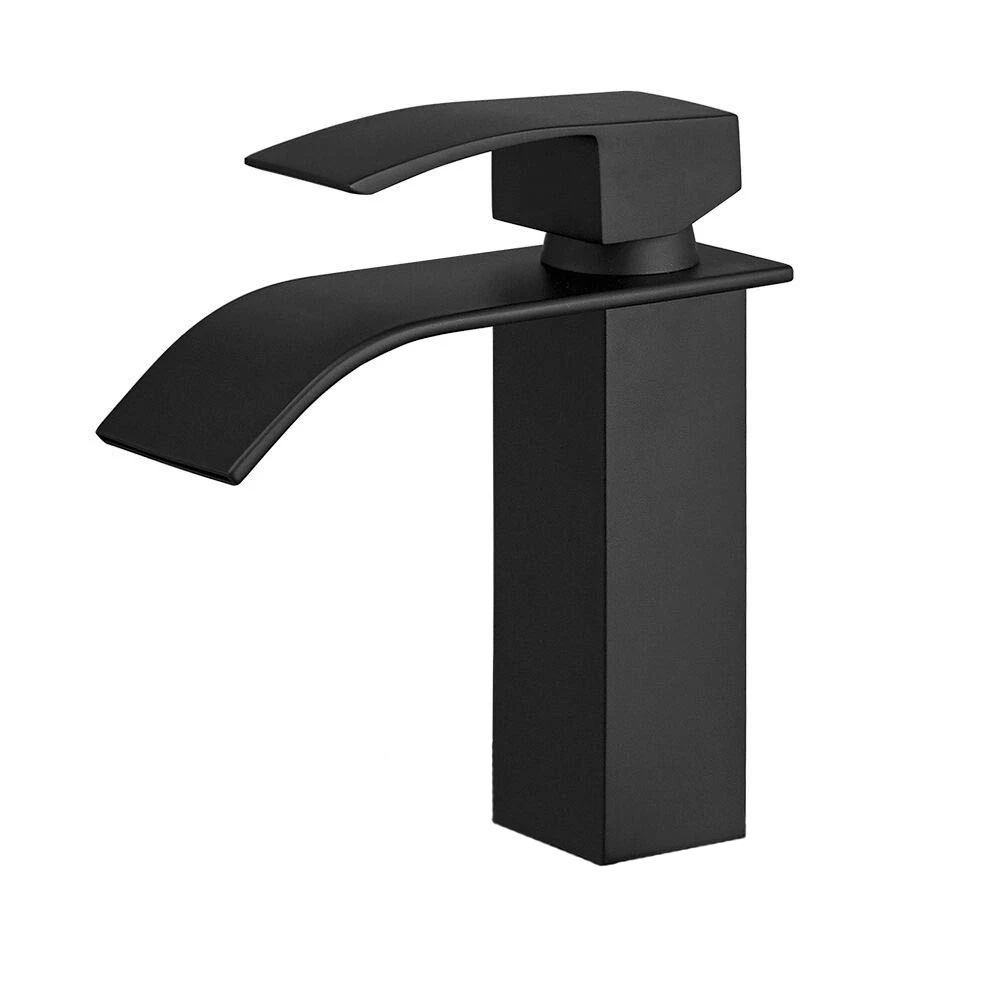 

Black Square Bathroom Sink Faucet Single Handle Basin Faucet Hot Cold Water Mixer Wash Tap Bathroom Toilet Deck Mounted Tap