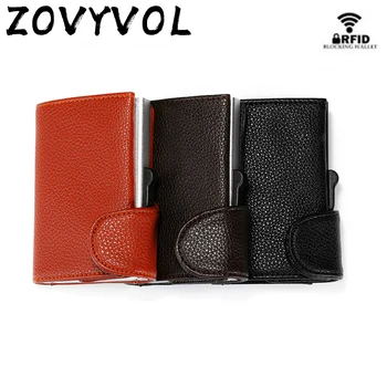 

ZOVYVOL Smart Wallet RFID Single Safety Box Credit Card Holder Vintage PU Leather Soft Men and Women Pop Up Card Wallet Magic