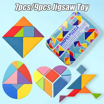 

7/9pcs 3D Puzzle Wood Toy Kids Intelligence Development Tangram Early Education Jigsaw Preschool