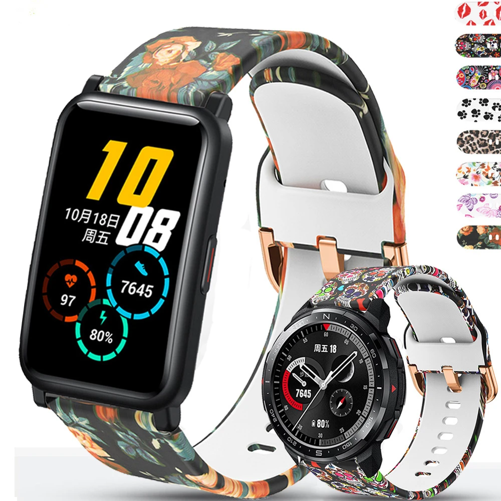 Stampa 22Mm 20Mm Cinturino Per Honor Watch Gs Pro / Honor Watch Es Band Cinturino Sportivo In Silicone Per Honor Watch Es Bracciale