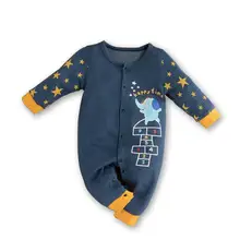 Best Offers Newborn Bodysuit Round Neck Long Sleeve Cotton Single-breasted Star Animal Cartoon Image Baby Bodysuit