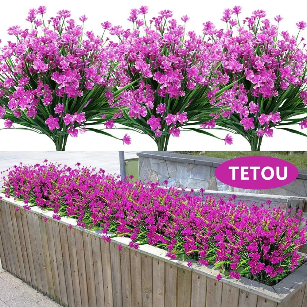 Artificial-Flowers Decoration Office-Table Faux-Plastic-Plants Fake Garden Porch Outdoor