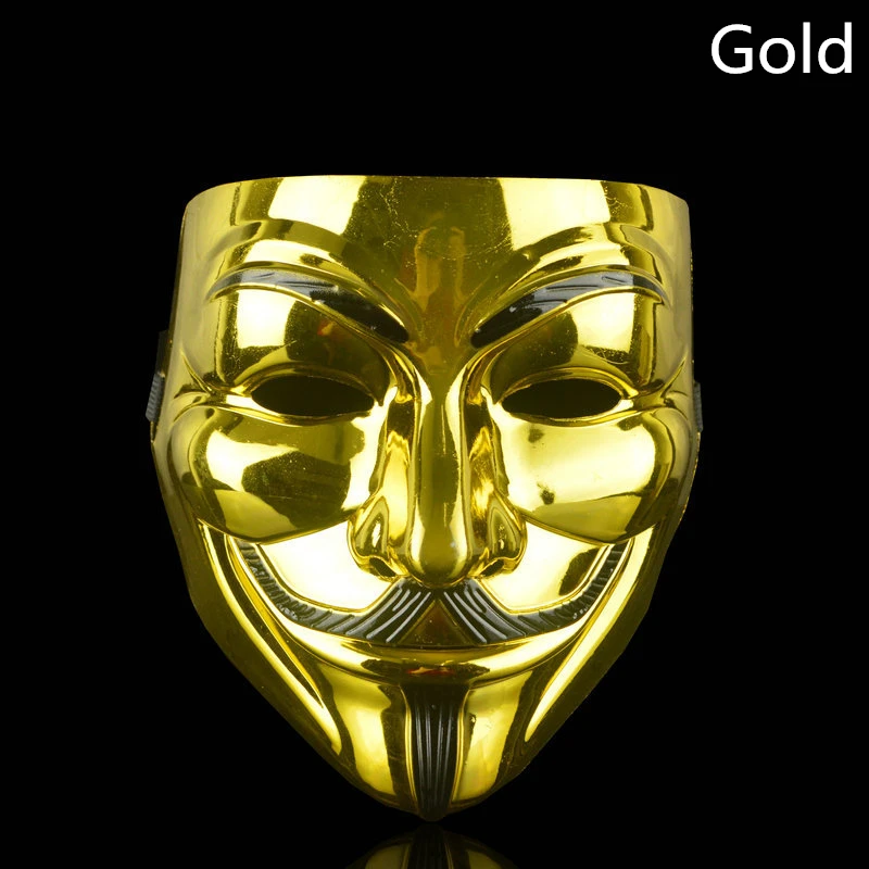Golden 1 шт. 8 стилей маски для вечеринок V для вендетты маска для анонима Гая Фокса Необычные Аксессуары для костюма для взрослых маскарадные маски для Хэллоуина, Q - Цвет: Golden